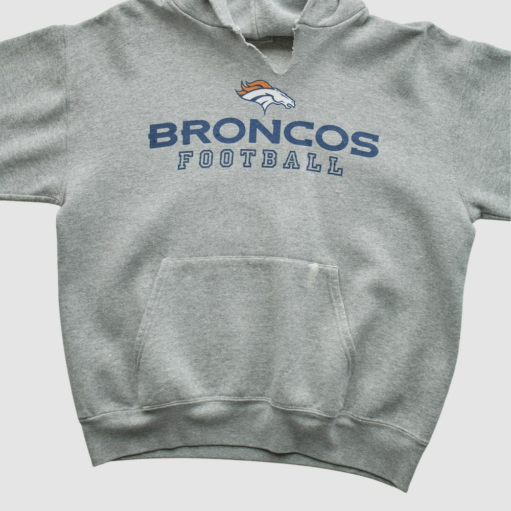 Denver Broncos NFL 2000s Hooded Pullover Sweatshirt - Heather Gray Vintage sale