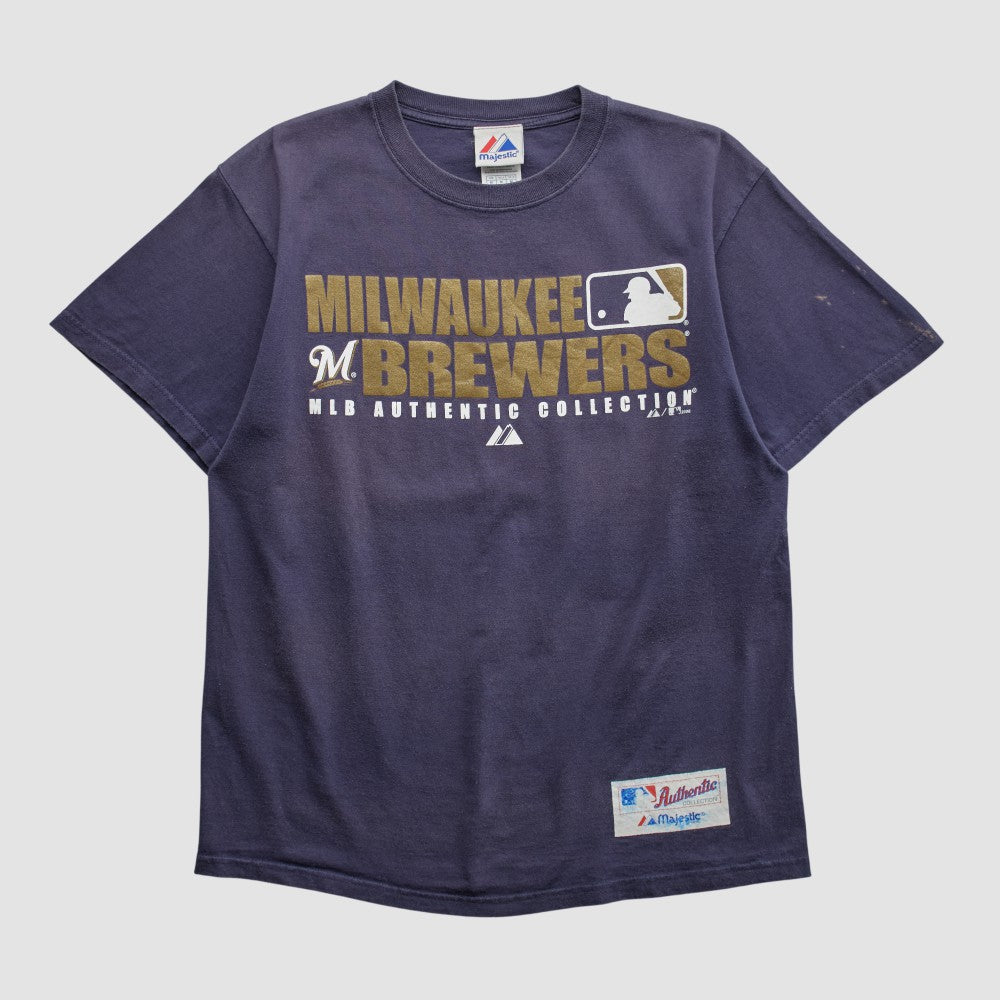 Milwaukee Brewers Majestic 2008 T-shirt Navy Vintage