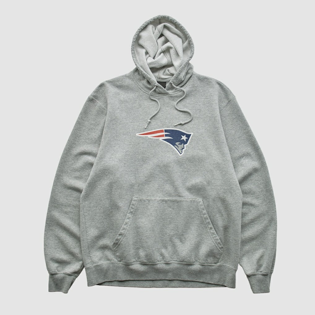 New England Patriots Reebok 2000s Hooded Pullover Sweatshirt - Heather Gray Vintage cheap
