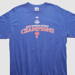 World Series Champions Majestic 2008 T-shirt Blue Vintage