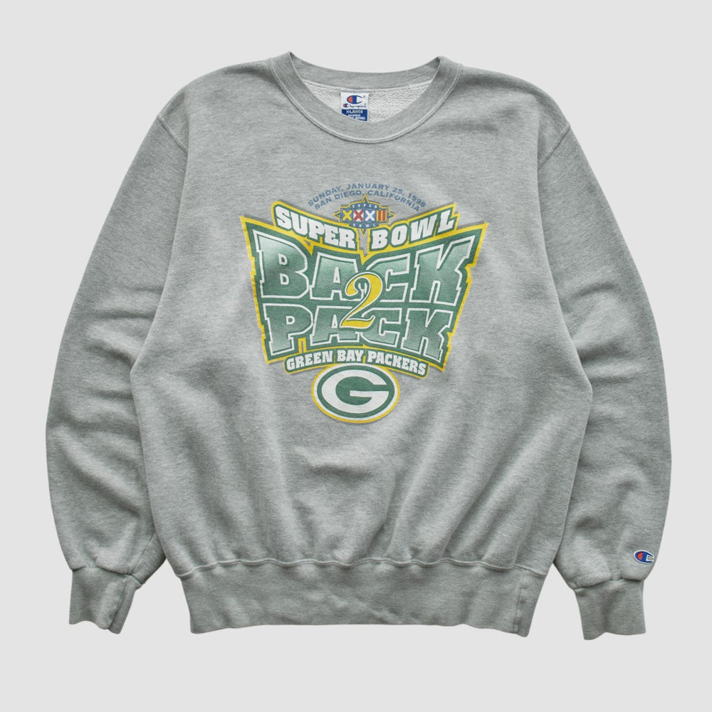 Green Bay Packers Champion 1998 Pullover Sweatshirt - Heather Gray Vintage cheap