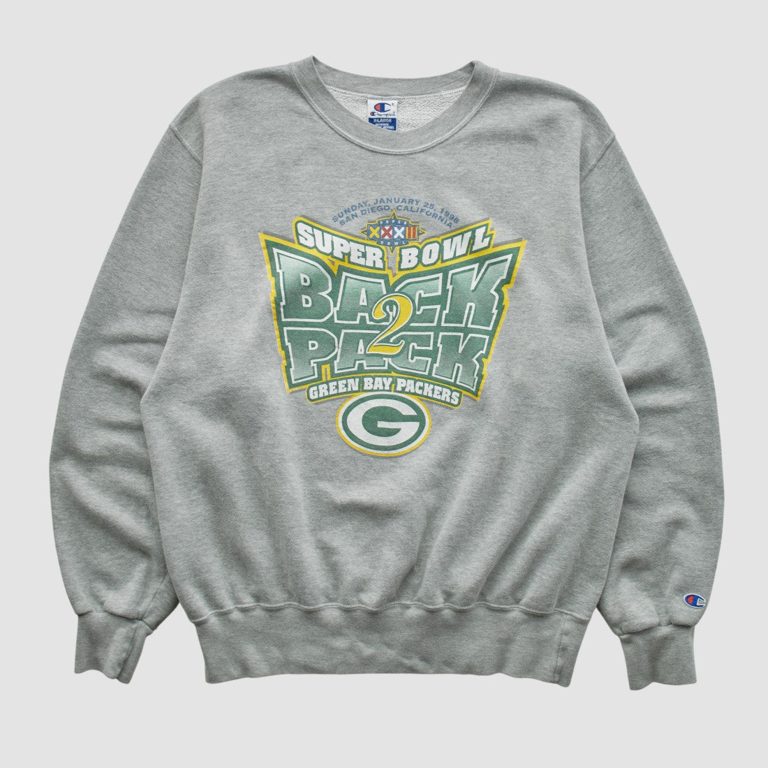 Green Bay Packers Champion 1998 Pullover Sweatshirt - Heather Gray Vintage cheap