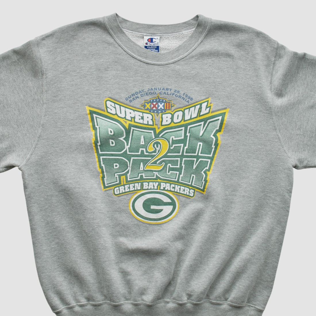 Green Bay Packers Champion 1998 Pullover Sweatshirt - Heather Gray Vintage cheap