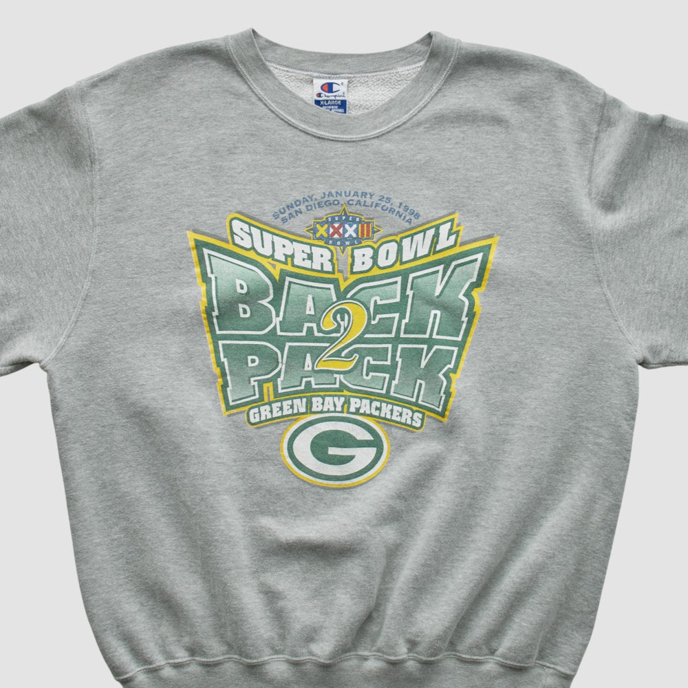 Green Bay Packers Champion 1998 Pullover Sweatshirt - Heather Gray Vintage cheap