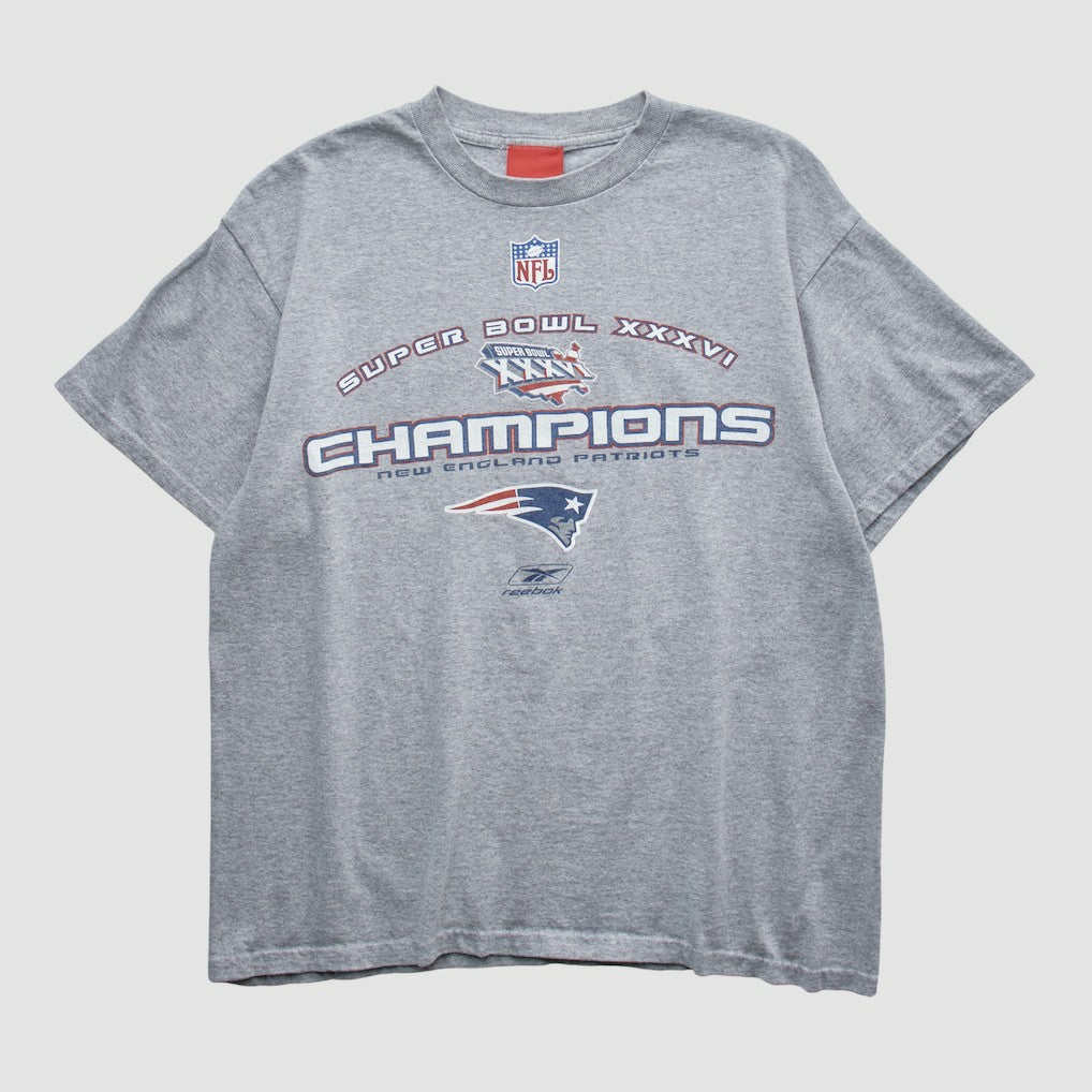 New England Patriots Reebok 2002 T-shirt - Heather Gray Vintage discount
