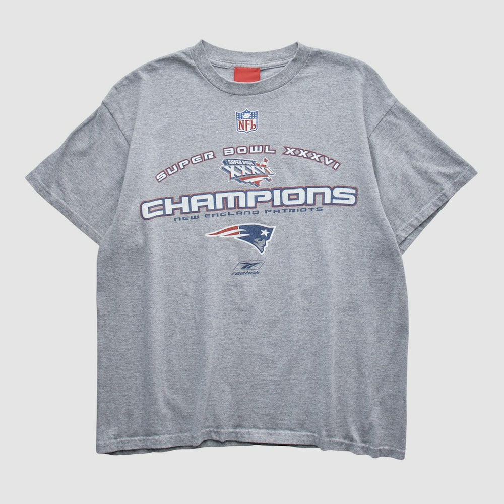 New England Patriots Reebok 2002 T-shirt - Heather Gray Vintage discount