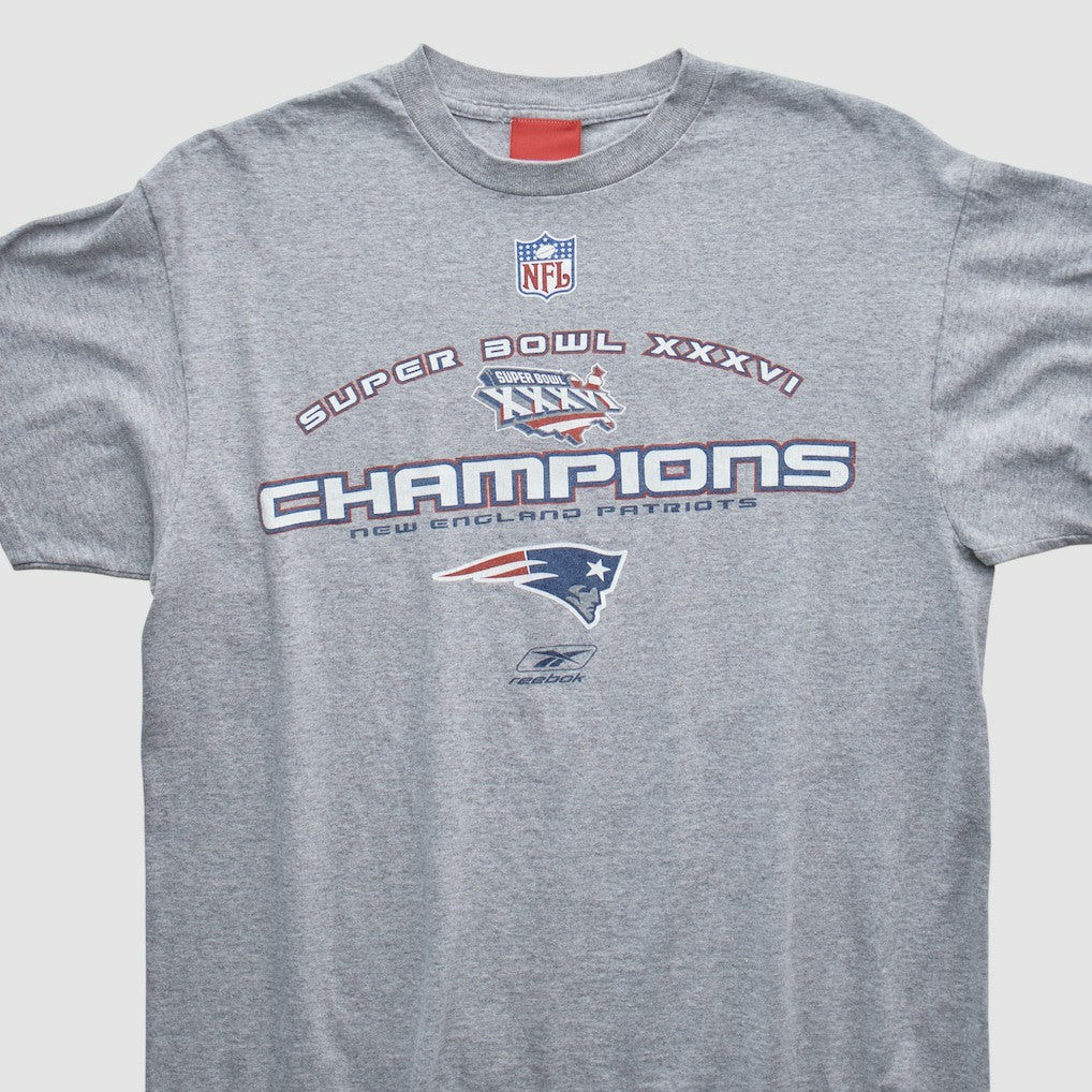 New England Patriots Reebok 2002 T-shirt - Heather Gray Vintage discount