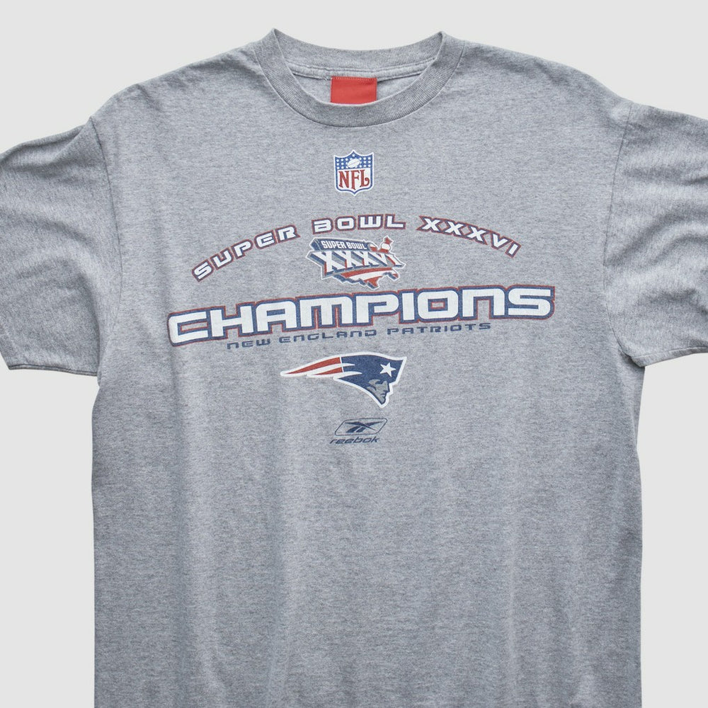 New England Patriots Reebok 2002 T-shirt - Heather Gray Vintage discount