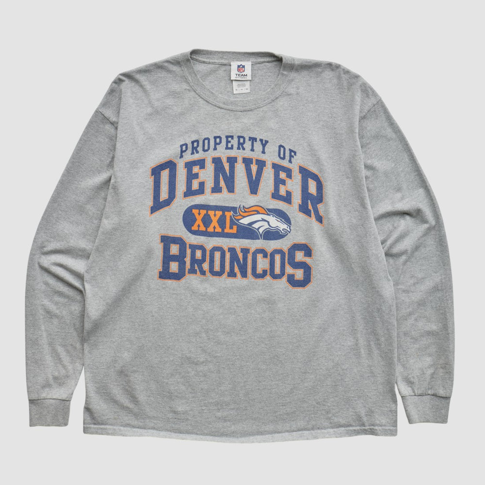 Denver Broncos NFL 2010s Long Sleeve T-shirt - Heather Gray Vintage outlet