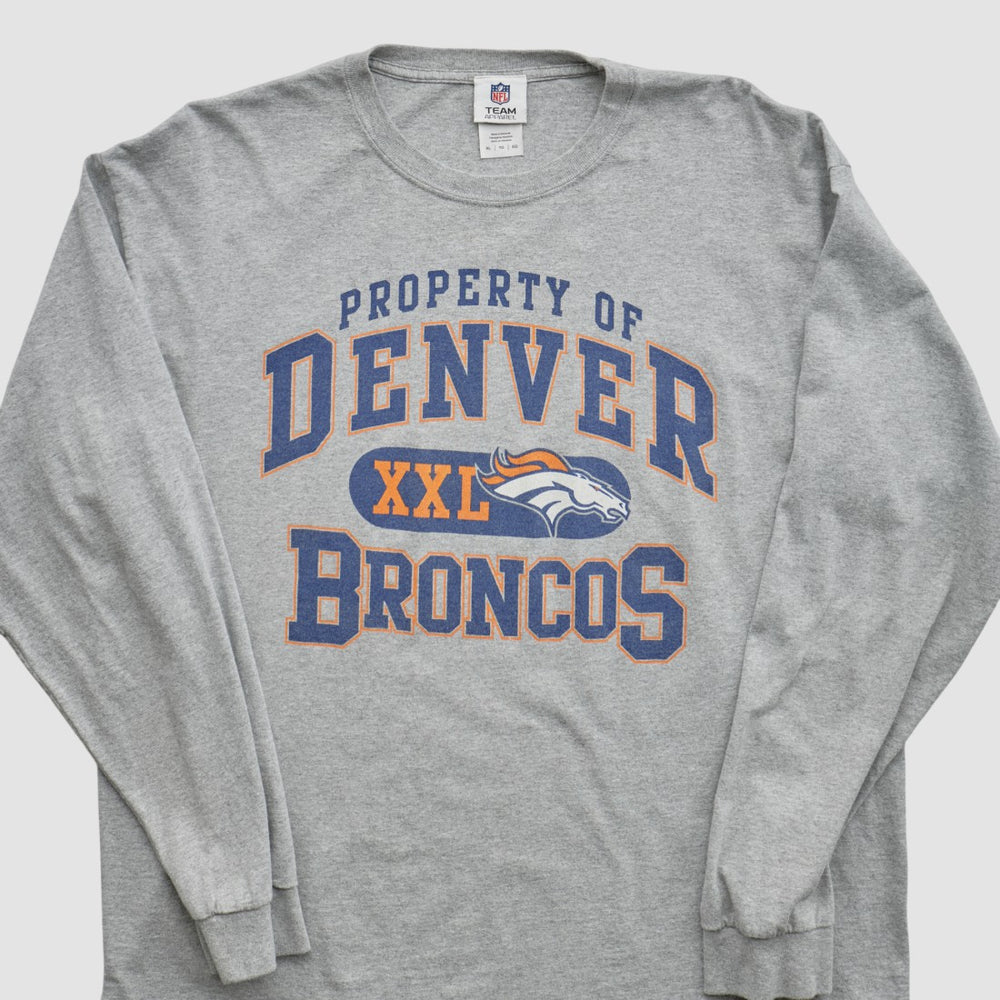 Denver Broncos NFL 2010s Long Sleeve T-shirt - Heather Gray Vintage outlet
