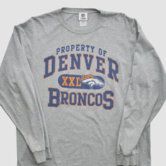 Denver Broncos NFL 2010s Long Sleeve T-shirt - Heather Gray Vintage outlet
