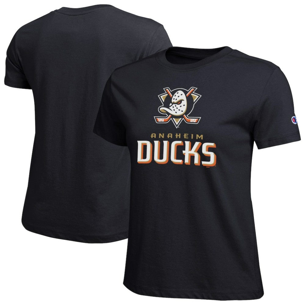 Anaheim Ducks Champion Women's Wordmark Lockup T-Shirt - Black T-shirts