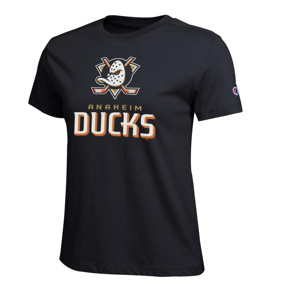 Anaheim Ducks Champion Women's Wordmark Lockup T-Shirt - Black T-shirts