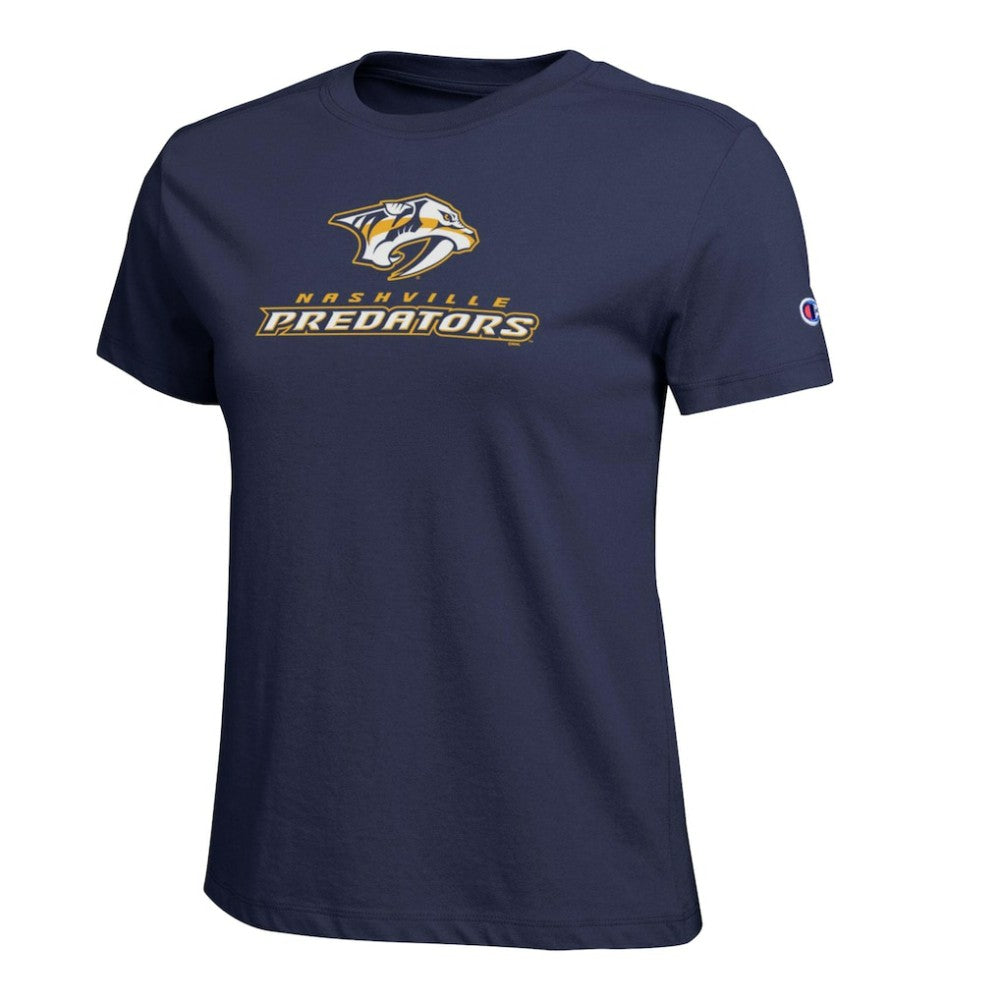 Nashville Predators Champion Women's Wordmark Lockup T-Shirt - Navy T-shirts