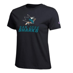 San Jose Sharks Champion Women's Wordmark Lockup T-Shirt - Black T-shirts
