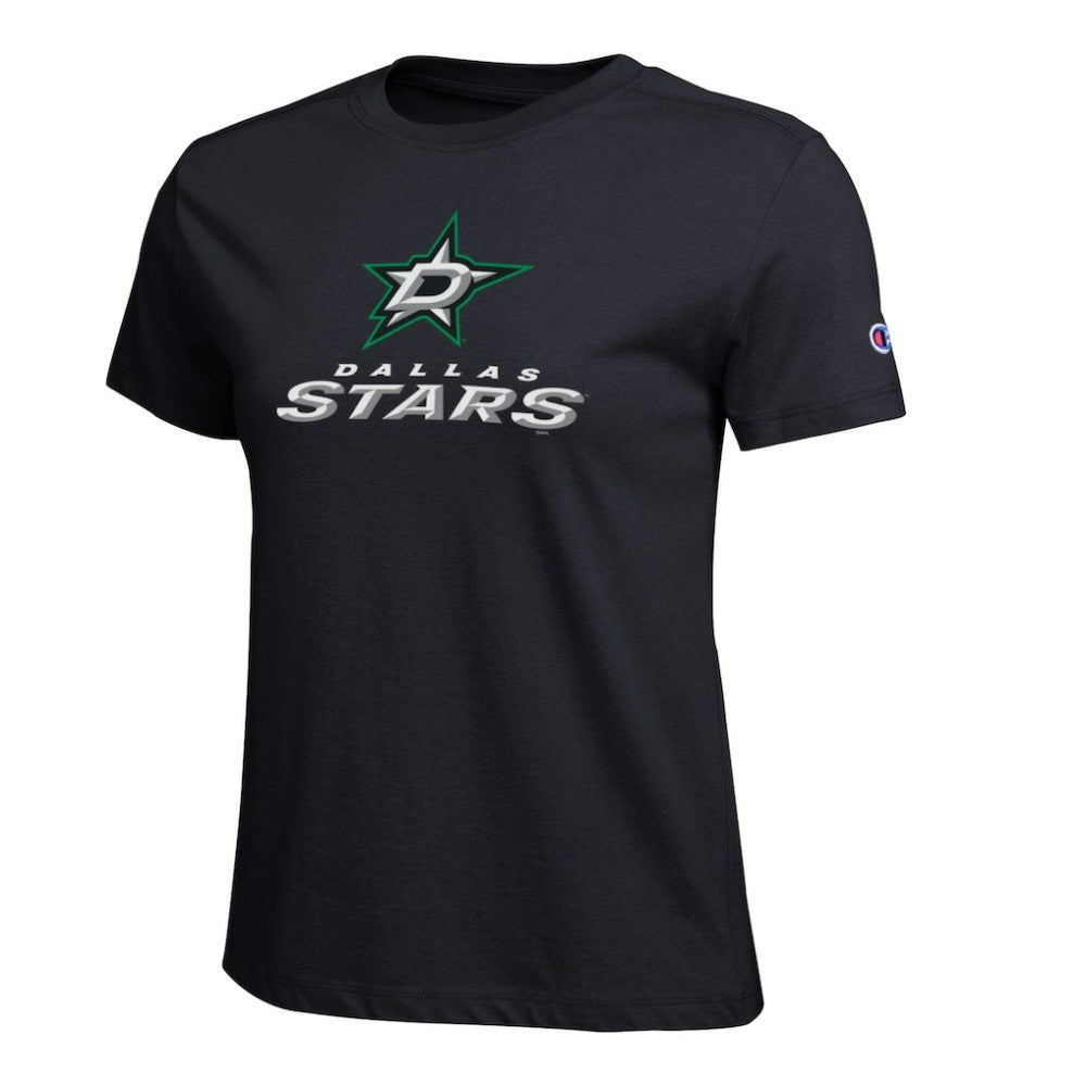 Dallas Stars Champion Women's Wordmark Lockup T-Shirt - Black T-shirts