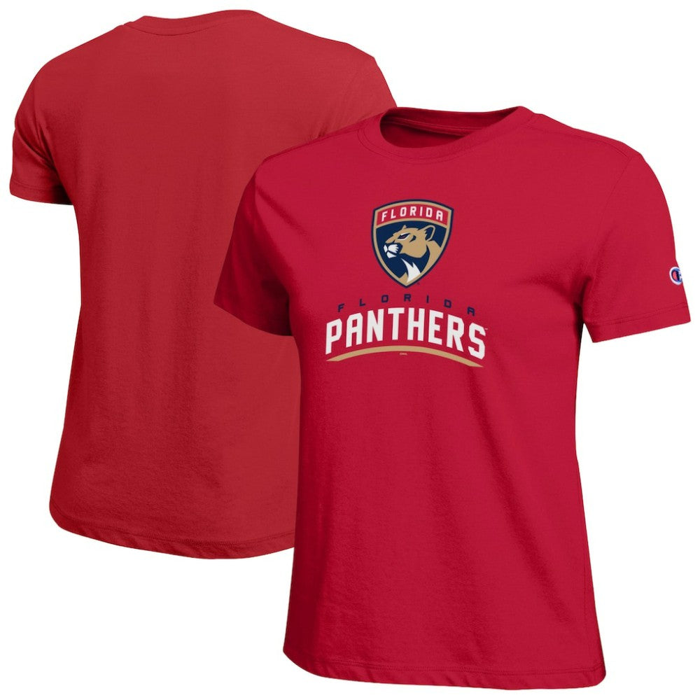 Florida Panthers Champion Women's Wordmark Lockup T-Shirt - Red T-shirts