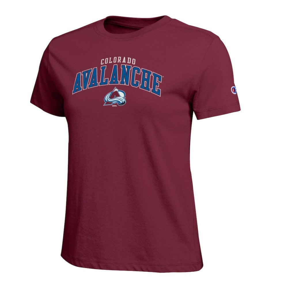 Colorado Avalanche Champion Women's Arch Mascot Logo T-Shirt - Burgundy T-shirts