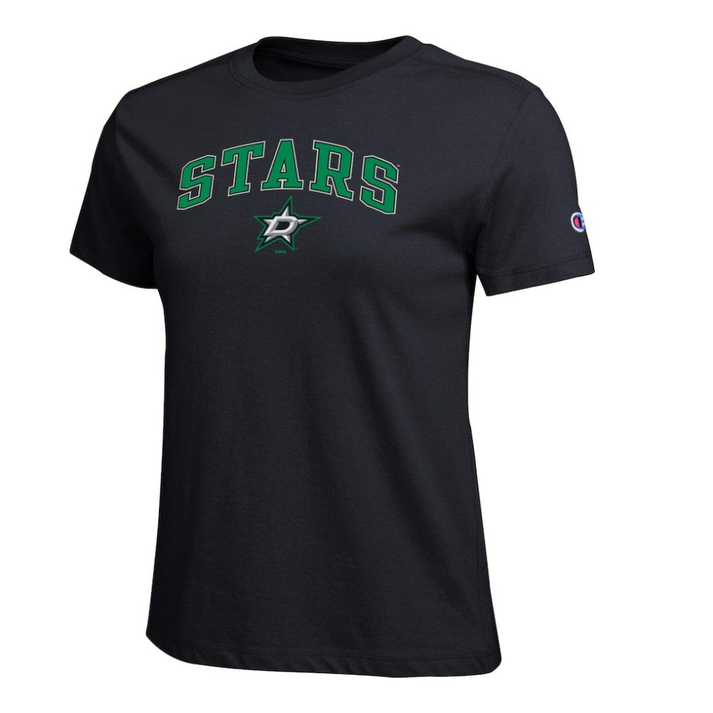 Dallas Stars Champion Women's Arch Mascot Logo T-Shirt - Black T-shirts