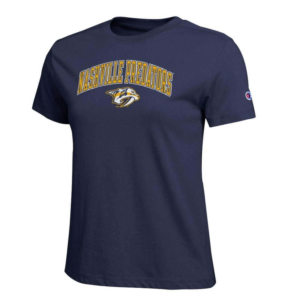 Nashville Predators Champion Women's Arch Mascot Logo T-Shirt - Navy T-shirts