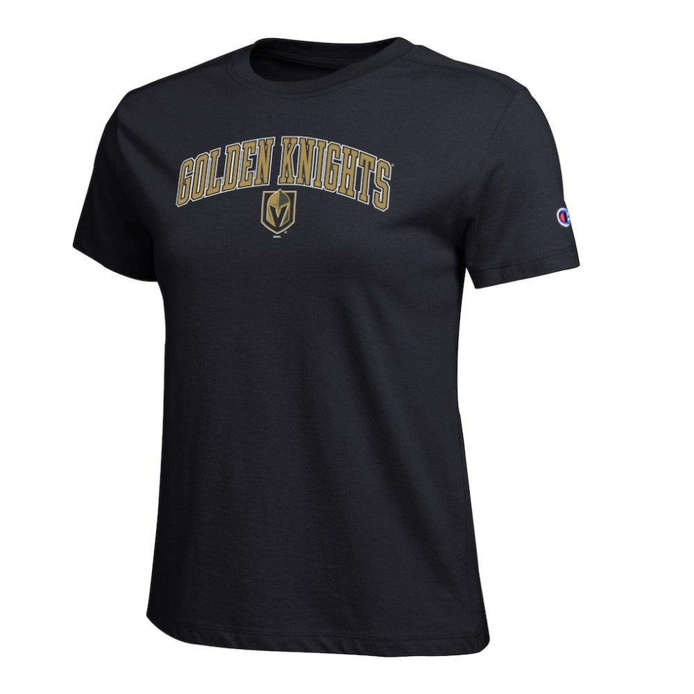 Vegas Golden Knights Champion Women's Arch Mascot Logo T-Shirt - Black T-shirts