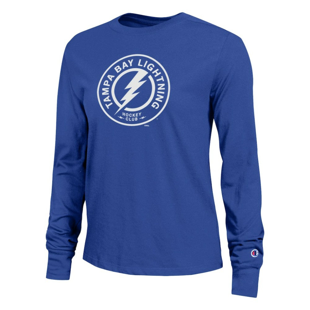 Tampa Bay Lightning Champion Women's Wordmark Lockup Long Sleeve T-Shirt - Royal T-shirts