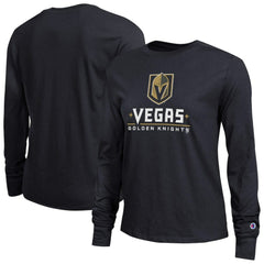 Vegas Golden Knights Champion Women's Wordmark Lockup Long Sleeve T-Shirt - Black T-shirts