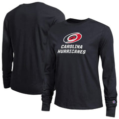 Carolina Hurricanes Champion Women's Wordmark Lockup Long Sleeve T-Shirt - Black T-shirts