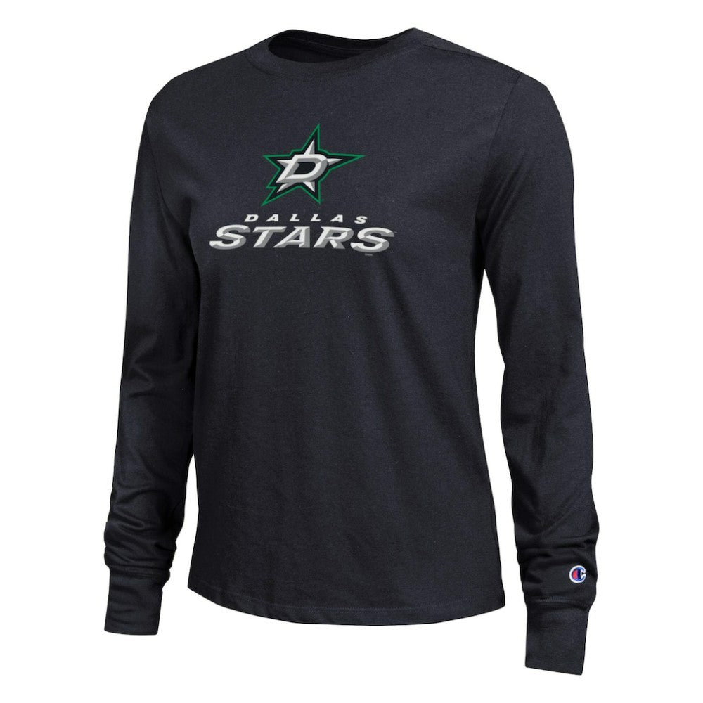 Dallas Stars Champion Women's Wordmark Lockup Long Sleeve T-Shirt - Black T-shirts
