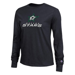 Dallas Stars Champion Women's Wordmark Lockup Long Sleeve T-Shirt - Black T-shirts