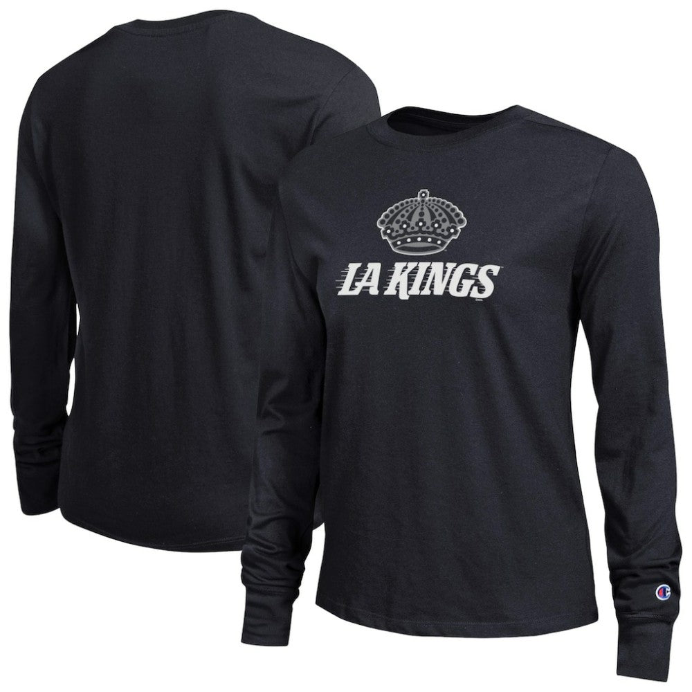Los Angeles Kings Champion Women's Wordmark Lockup Long Sleeve T-Shirt - Black T-shirts
