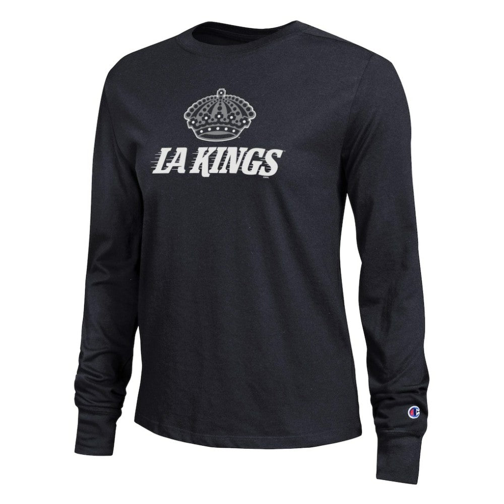 Los Angeles Kings Champion Women's Wordmark Lockup Long Sleeve T-Shirt - Black T-shirts
