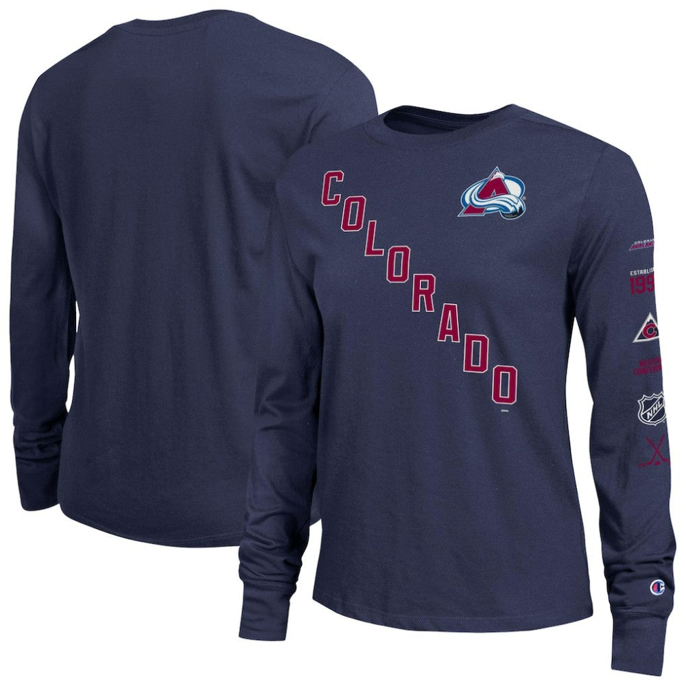 Colorado Avalanche Champion Women's 2-Hit Long Sleeve T-Shirt - Navy T-shirts