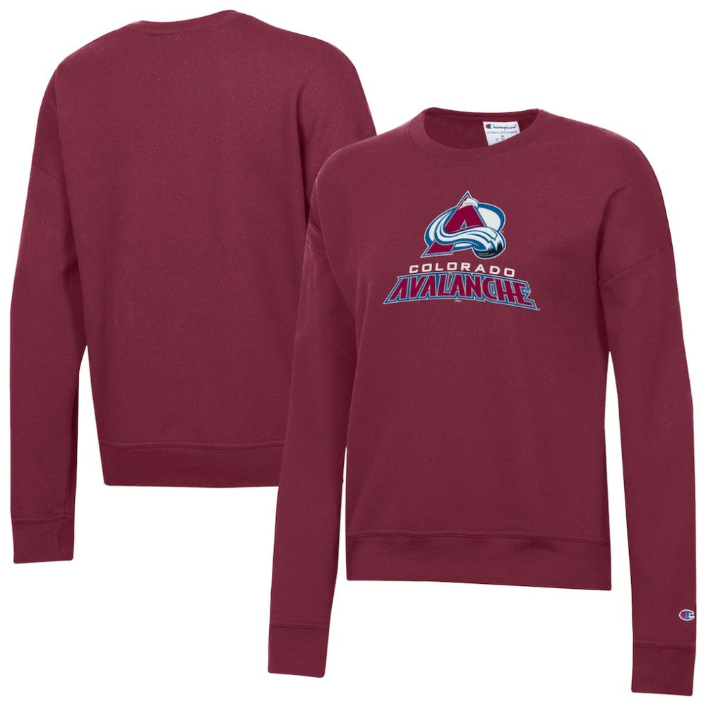 Colorado Avalanche Champion Women's Wordmark Lockup Powerblend Sweatshirt - Burgundy Sweatshirts