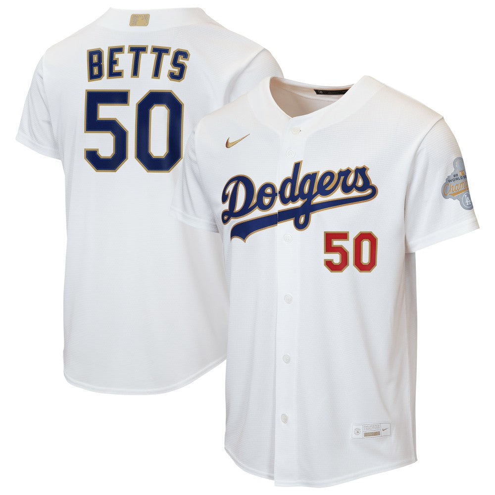 Mookie Betts Los Angeles Dodgers Youth 2026 Gold Collection Home Replica Jersey White