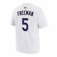 Freddie Freeman Los Angeles Dodgers Youth 2026 Gold Collection Name & Number T-Shirt White