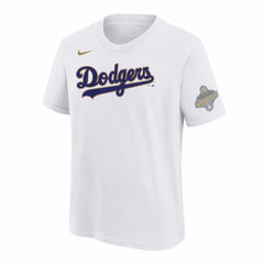 Mookie Betts Los Angeles Dodgers Youth 2026 Gold Collection Name & Number T-Shirt White