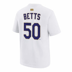 Mookie Betts Los Angeles Dodgers Youth 2026 Gold Collection Name & Number T-Shirt White