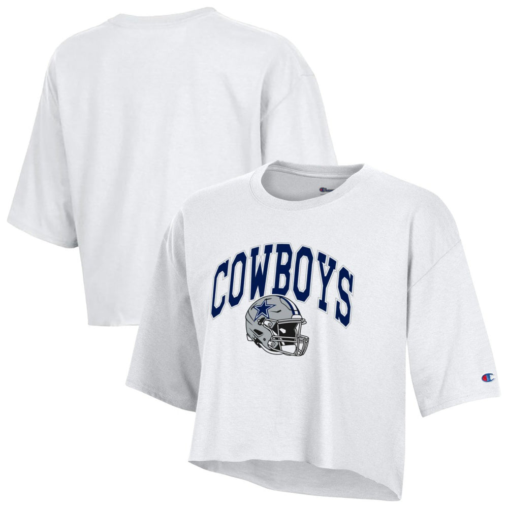 Dallas Cowboys Champion Women's Boyfriend Cropped T-Shirt - White sale