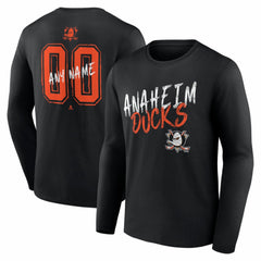 Anaheim Ducks Hustle Personalized Name & Number Long Sleeve T-Shirt - Black T-shirts