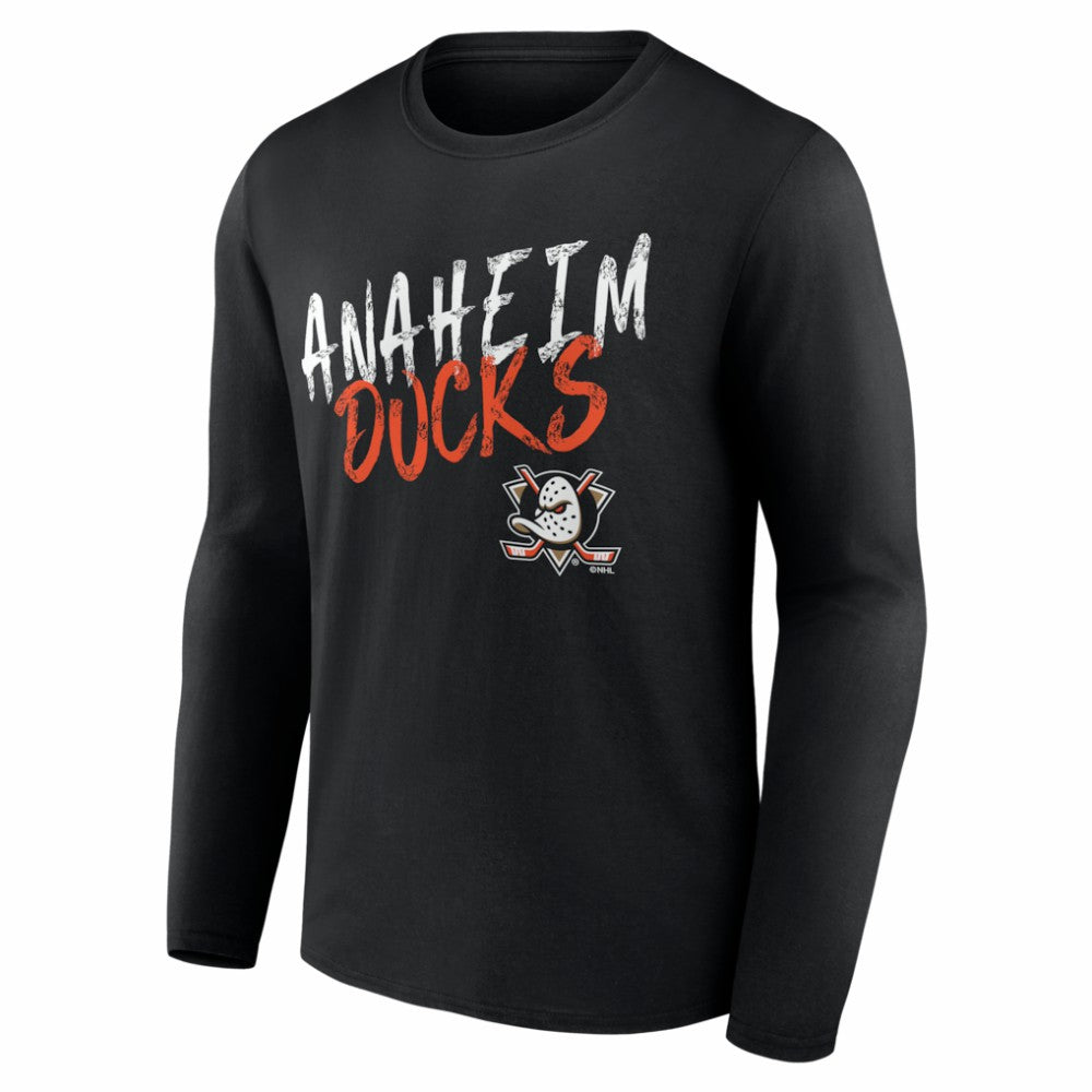 Anaheim Ducks Hustle Personalized Name & Number Long Sleeve T-Shirt - Black T-shirts