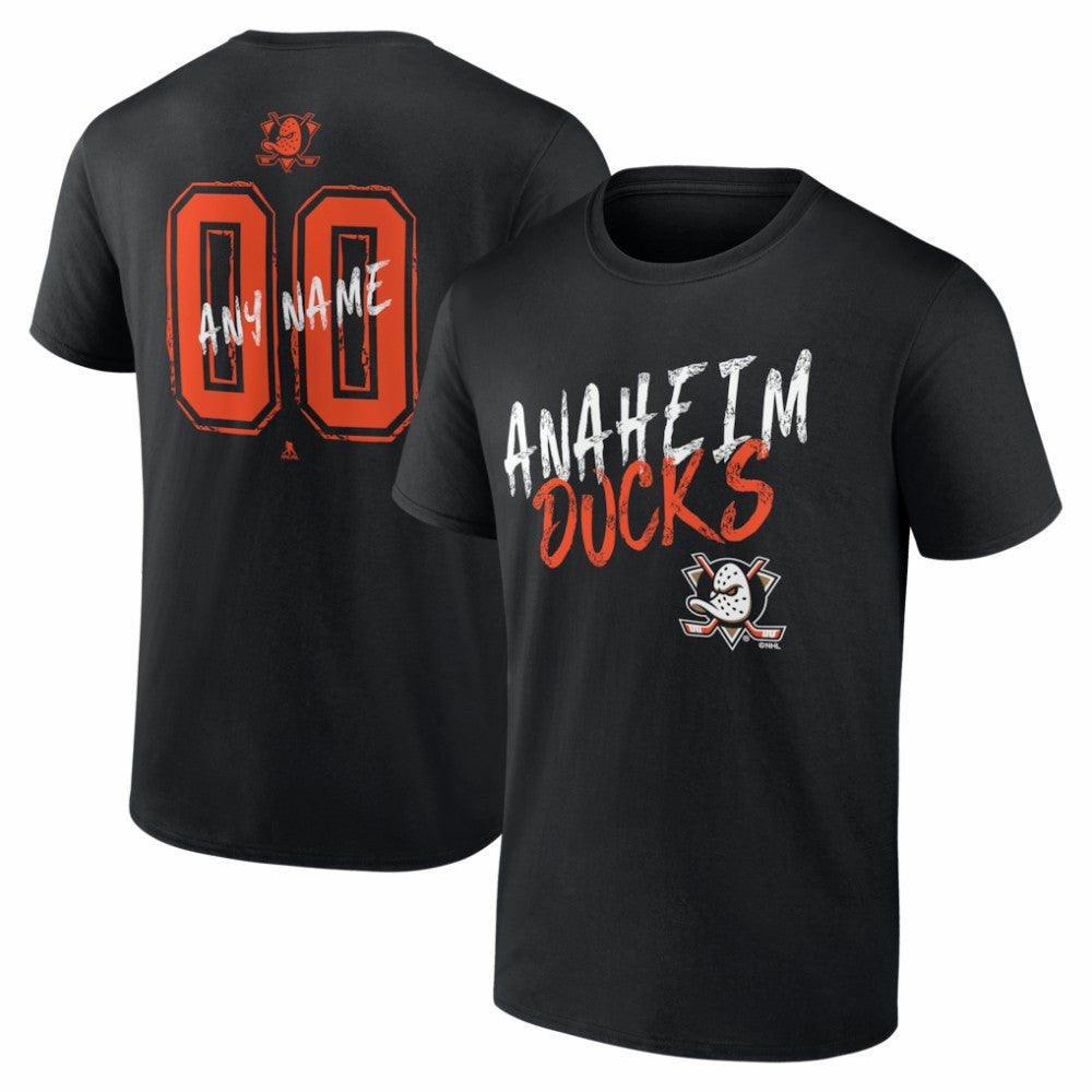 Anaheim Ducks Hustle Personalized Name & Number T-Shirt - Black T-shirts