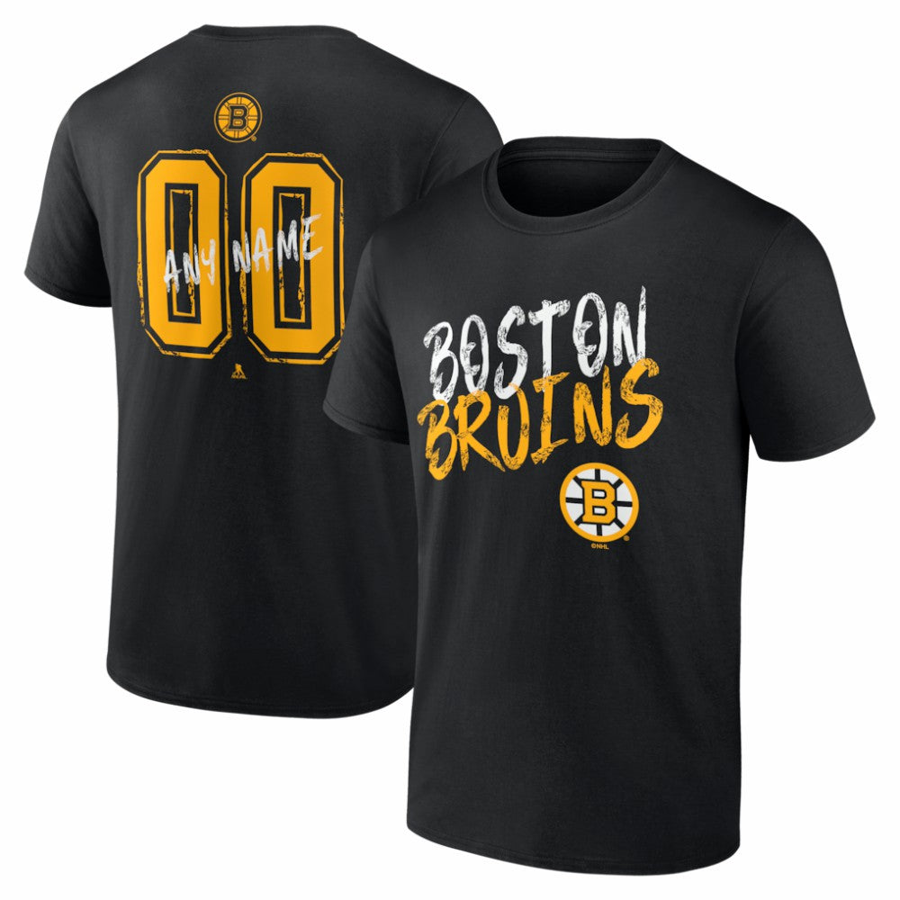 Boston Bruins Big & Tall Hustle Personalized Name & Number T-Shirt - Black T-shirts