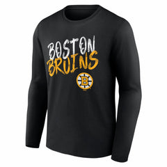 Boston Bruins Hustle Personalized Name & Number Long Sleeve T-Shirt - Black T-shirts