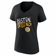 Boston Bruins Women's Hustle Personalized Name & Number V-Neck T-Shirt - Black T-shirts