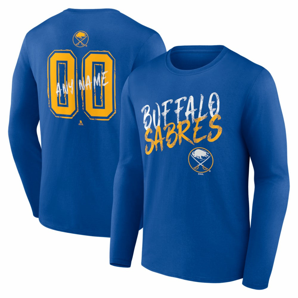 Buffalo Sabres Hustle Personalized Name & Number Long Sleeve T-Shirt - Royal T-shirts
