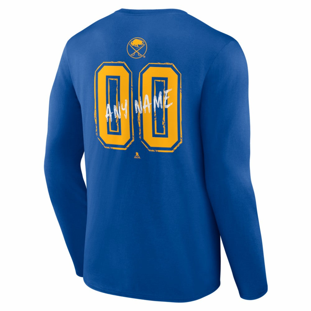 Buffalo Sabres Hustle Personalized Name & Number Long Sleeve T-Shirt - Royal T-shirts