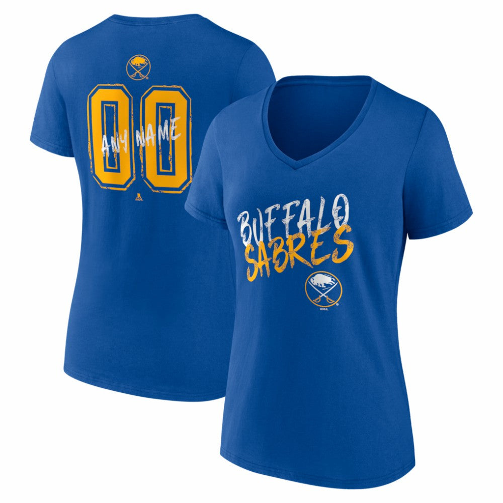 Buffalo Sabres Women's Hustle Personalized Name & Number V-Neck T-Shirt - Royal T-shirts