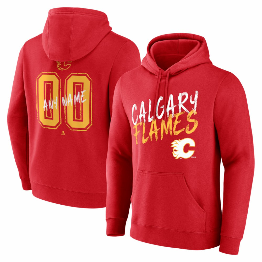 Calgary Flames Hustle Personalized Name & Number Hoodie - Red Hoodies