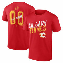 Calgary Flames Hustle Personalized Name & Number T-Shirt - Red T-shirts